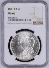Load image into Gallery viewer, 1881-S Morgan Silver Dollar NGC MS66 - - Frosty Blast White Gem