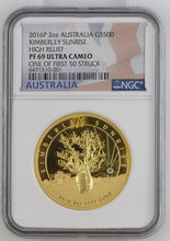 Load image into Gallery viewer, 2016 2oz Australia $500 Kimberley Sunrise High Relief  NGC PF69 UC 1st 50 Struck