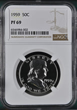 Load image into Gallery viewer, 1959 50¢ Franklin Half Dollar NGC PF 69 - No Spots or Hazing - Perfection
