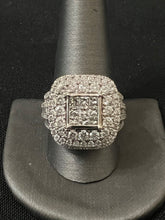 Load image into Gallery viewer, 4 Carat (approx) Diamond 14k White Gold Plaque Ring Size 11