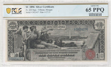 Load image into Gallery viewer, 1896 $1 Educational Silver Certificate FR 224 -- PCGS Banknote 65 PPQ  Gem Note