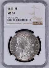 Load image into Gallery viewer, 1887-P Morgan Silver Dollar NGC MS66 Blast White w/Ever Slight Peripheral Toning