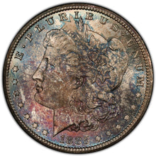 Load image into Gallery viewer, 1885-CC Morgan Silver Dollar PCGS MS65 - - Green, Blue, Burgundy & Russet Toning