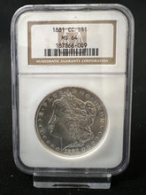 Load image into Gallery viewer, 1881-CC $1 Morgan Silver Dollar NGC MS64 -- Fully Struck & Frosty Blast White