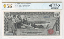 Load image into Gallery viewer, 1896 $1 Silver Certificate Educational Series Fr224 PCGS Banknote 65 PPQ Gem Unc