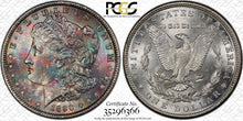 Load image into Gallery viewer, 1890-P Morgan Silver Dollar PCGS MS65+ Pretty Sea Green, Blue & Burgundy Toning