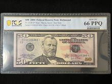 Load image into Gallery viewer, 2004 $50 Federal Reserve Note Fr 2128-E STAR Note -- PCGS Banknote Gem 66 PPQ