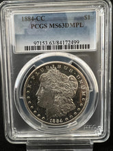 Load image into Gallery viewer, 1884-CC $1 Morgan Silver Dollar PCGS MS63 DMPL - Blast White with Frosty Devices
