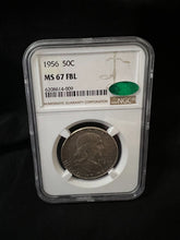Load image into Gallery viewer, 1956 50¢ Franklin Half Dollar Full Bell Lines NGC MS67 FBL Mint Set Toned (CAC)