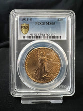Load image into Gallery viewer, 1915-S $20 Saint Gaudens Gold Double Eagle PCGS MS65