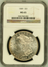 Load image into Gallery viewer, 1889-P Morgan Silver Dollar NGC MS65 - - Blast White & Frosty