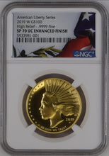 Load image into Gallery viewer, 2019-W $100 Liberty High Relief Gold NGC SP70 Ultra Cameo Enhanced FInish