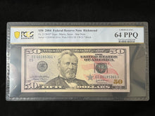 Load image into Gallery viewer, 2004 $50 Federal Reserve Note Fr 2128-E 🌟STAR🌟 Note PCGS Banknote Choice 64 PPQ