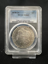Load image into Gallery viewer, 1878-CC $1 Morgan Silver Dollar PCGS MS62 -- Blast White
