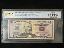 Load image into Gallery viewer, 2004 $50 Federal Reserve Note Fr 2128-E STAR Note -- PCGS Banknote Gem 65 PPQ