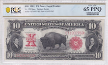 Load image into Gallery viewer, 1901 $10 Legal Tender Bison Note Fr 120 PCGS Banknote - GEM UNC 65PPQ