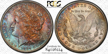 Load image into Gallery viewer, 1884-O Morgan Silver Dollar PCGS MS65 - Green, Blue, Orange & Burgundy Toned Gem