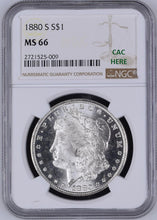Load image into Gallery viewer, 1880-S $1 Morgan Silver Dollar NGC MS66 (CAC) - - Blast White & Frosty Beauty