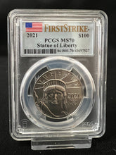 Load image into Gallery viewer, 2021 $100 1oz Platinum PCGS MS70 Statue of Liberty First Strike