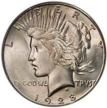 Load image into Gallery viewer, 1928-S Peace Dollar PCGS MS64 - - Blast White & Lustrous - An Exceptional Coin
