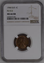 Load image into Gallery viewer, 1944 D/S 1¢ Lincoln Penny NGC MS66 RB Gem Bright Red Penny POP = Only 2!