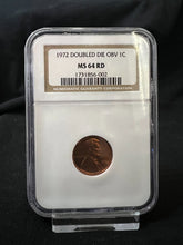 Load image into Gallery viewer, 1972 1¢ Doubled Die Obverse Lincoln Cent DDO NGC MS64 RD Uncirculated Gem