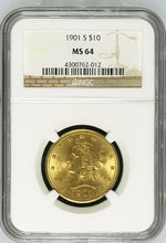 Load image into Gallery viewer, 1901-S $10 Gold Liberty -- NGC MS64