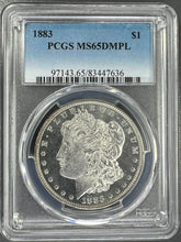 Load image into Gallery viewer, 1883-P Morgan Silver Dollar PCGS MS65 DMPL (DPL) Frosty Blast White Deep Mirrors