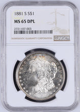 Load image into Gallery viewer, 1881-S Morgan Silver Dollar NGC MS65 DPL (DMPL) -- Beautiful Peripheral Toning