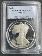 Load image into Gallery viewer, 1995-W Silver Eagle $1 PCGS PR 69 DCAM Proof The Key to the Series No Spots!
