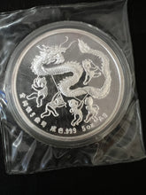 Load image into Gallery viewer, 1988 China 5oz Silver Hong Kong Coin Expo Dragon Official Panda Issue w/Box/Cert