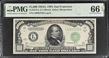 Load image into Gallery viewer, $1000 1934A Federal FRN San Francisco FR2212-L PMG 66EPQ Exceptional &amp; Rare
