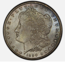 Load image into Gallery viewer, 1890-CC $1 Morgan Dollar PCGS MS65 - Incredible Gem w/ Blue Toned Reverse
