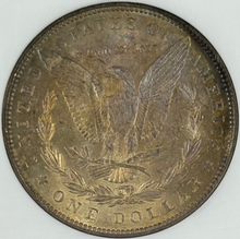Load image into Gallery viewer, 1886-P $1 Morgan Dollar NGC MS63 -- Stunning Cyan w/ Magenta Peripheral Toning
