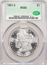 Load image into Gallery viewer, 1881-S $1 Morgan Dollar CACG MS65 -- Fantastic Flashy Lustrous Blast White Gem
