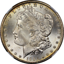 Load image into Gallery viewer, 1884-CC $1 Morgan NGC MS65+ CAC -- Frosty White w/ Light Gold Peripheral Toning
