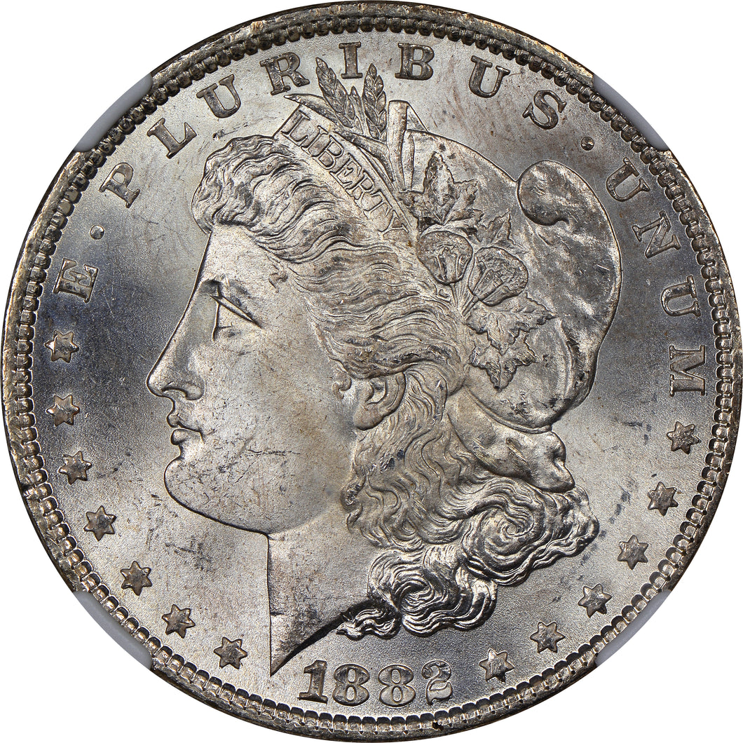1882-P $1 Morgan Dollar NGC MS65+ -- Phenomenal Blast White Gem w/ Great Strike