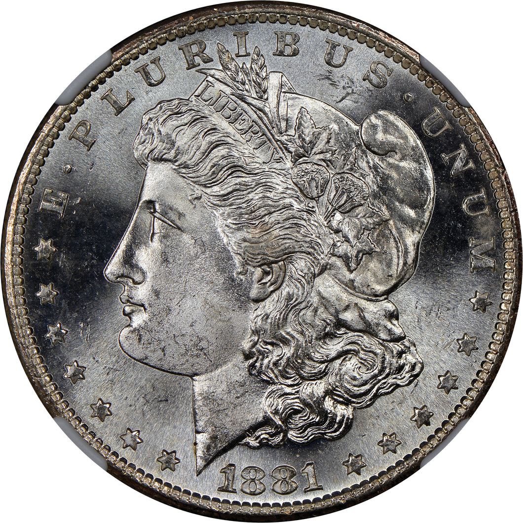 1881-S $1 Morgan Dollar NGC MS67 Flashy Blast White Lustrous Gem w/ Clean Cheek