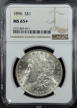 Load image into Gallery viewer, 1896-P $1 Morgan Dollar NGC MS65+ Amazing Blast White Lustrous Gem Great Strike!
