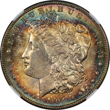Load image into Gallery viewer, 1904-O $1 Morgan Dollar NGC MS65 - Breathtaking Sea Green, Blue &amp; Gold Toned Gem
