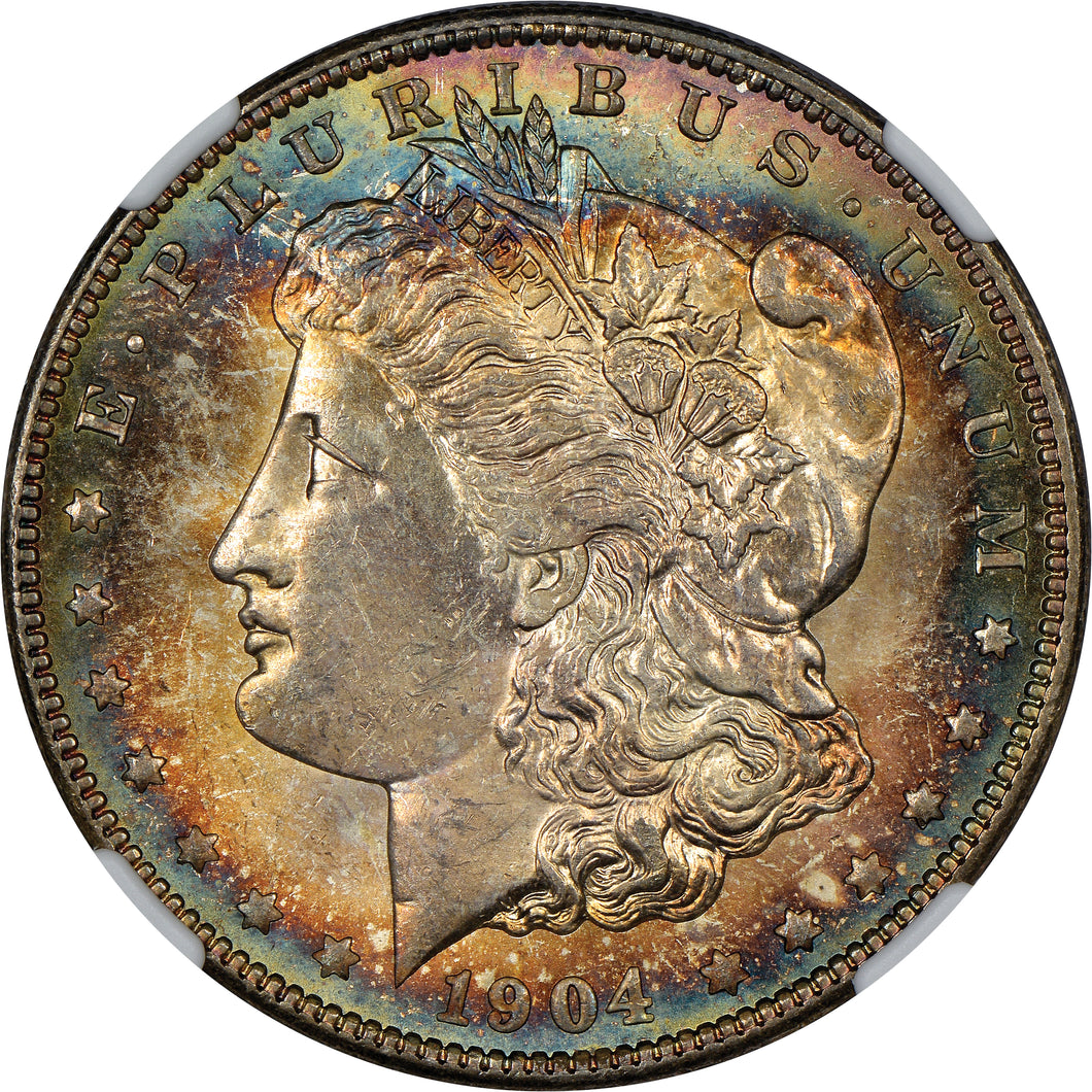 1904-O $1 Morgan Dollar NGC MS65 - Breathtaking Sea Green, Blue & Gold Toned Gem