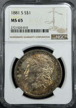 Load image into Gallery viewer, 1881-S $1 Morgan Dollar NGC MS65 - Lively Orange &amp; Green Toning - Great Strike!
