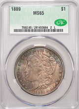 Load image into Gallery viewer, 1889-P $1 Morgan Dollar CACG MS65 -- Astonishing Russet &amp; Sea Green Toned Gem
