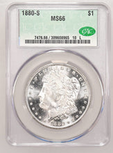 Load image into Gallery viewer, 1880-S $1 Morgan Dollar CACG MS66 -- Stunning Blast White &amp; Frosty Gem
