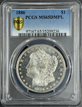 Load image into Gallery viewer, 1886-P $1 Morgan Dollar PCGS MS65 DMPL -- White Frosty Cameo Gem w/ Deep Mirrors
