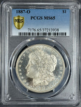 Load image into Gallery viewer, 1887-O $1 Morgan Dollar PCGS MS65 -- Stunning Blast White Gem w/ Frosty Device

