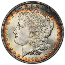 Load image into Gallery viewer, 1902-O $1 Morgan Dollar PCGS MS67 Gorgeous Blue &amp; Golden Orange Peripheral Toned
