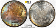 Load image into Gallery viewer, 1881-S $1 Morgan Dollar PCGS MS64+ - Breathtaking Bright Lustrous Rainbow Toned
