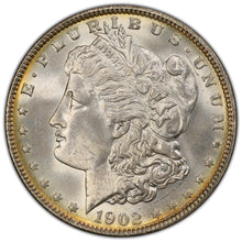 Load image into Gallery viewer, 1902-P $1 Morgan Dollar PCGS MS66 Wonderful Gem w/ Light Gold Peripheral Toning
