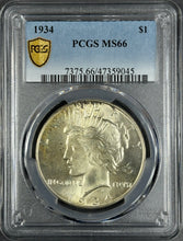 Load image into Gallery viewer, 1934-P $1 Peace Dollar PCGS MS66 -- Phenomenal Lustrous Gem Better Date!

